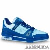 Replica Louis Vuitton LV Trainer Sneakers In Metallic Canvas 10