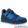 Replica Louis Vuitton LV Trainer Sneakers In Black Denim Leather 10