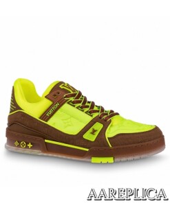 Replica Louis Vuitton LV Trainer Sneakers In Jaune Leather