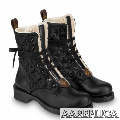 Replica Louis Vuitton Metropolis Flat Ranger Boots with Shearling