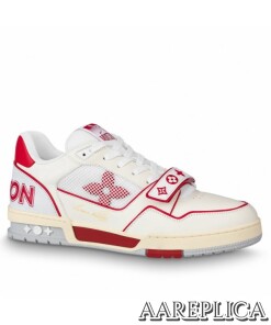 Replica Louis Vuitton LV Trainer Sneakers In Red/White Leather