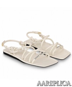 Replica Louis Vuitton Nova Flat Sandals In White Lambskin