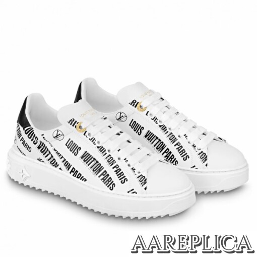 Replica Louis Vuitton Time Out Sneakers In Black Printed Leather