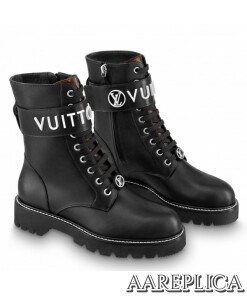 Replica Louis Vuitton Territory Flat Ranger Boots In Black Leather