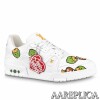 Replica Louis Vuitton White/Red LV Trainer Sneakers with #54 10