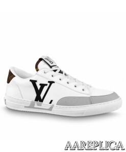 Replica Louis Vuitton Charlie Sneakers In White Leather With Black Detail