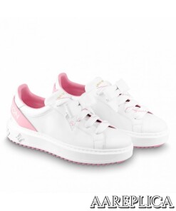 Replica Louis Vuitton Time Out Sneakers with Pink Signature Back