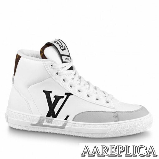 Replica Louis Vuitton White Charlie Sneaker Boots With Black Detail