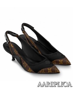 Replica Louis Vuitton Archlight Slingback Pumps In Black Satin