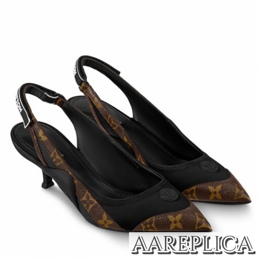 Replica Louis Vuitton Archlight Slingback Pumps In Black Satin