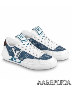 Replica Louis Vuitton Charlie Sneakers In Blue Monogram Denim