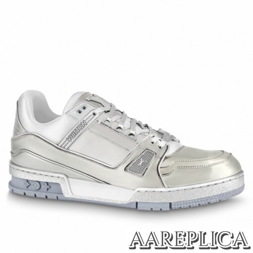 Replica Louis Vuitton LV Trainer Sneakers In Metallic Canvas