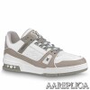 Replica Louis Vuitton LV Trainer Sneakers In Silver Metallic Leather 8