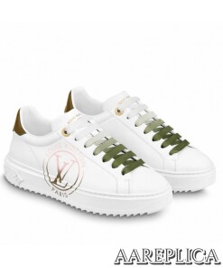 Replica Louis Vuitton Time Out Sneakers with Green Printed