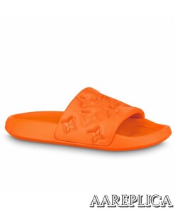 Replica Louis Vuitton Waterfront Mules In Orange Monogram Rubber