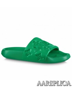 Replica Louis Vuitton Waterfront Mules In Green Monogram Rubber