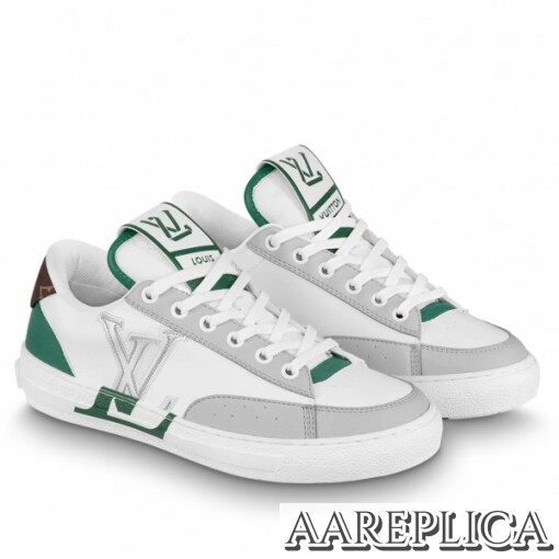 Replica Louis Vuitton Charlie Sneakers In White Leather With Vert Detail 2