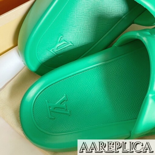 Replica Louis Vuitton Waterfront Mules In Green Monogram Rubber 7