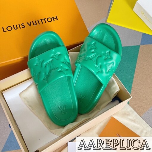 Replica Louis Vuitton Waterfront Mules In Green Monogram Rubber 8