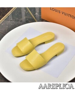 Replica Louis Vuitton Revival Flat Mules In Yellow Monogram Lambskin 2