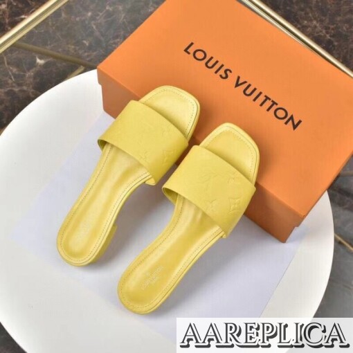 Replica Louis Vuitton Revival Flat Mules In Yellow Monogram Lambskin 7