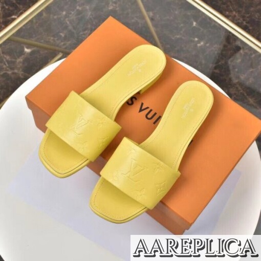 Replica Louis Vuitton Revival Flat Mules In Yellow Monogram Lambskin 8