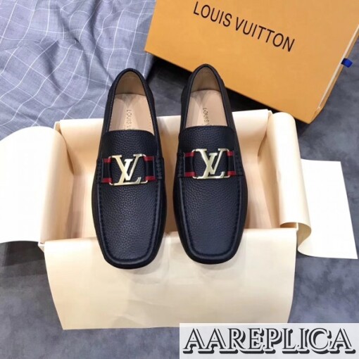 Replica Louis Vuitton Monte Carlo Mocassin In Black Leather 2