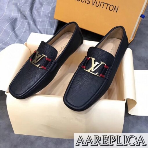 Replica Louis Vuitton Monte Carlo Mocassin In Black Leather 5