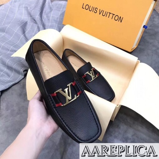 Replica Louis Vuitton Monte Carlo Mocassin In Black Leather 7