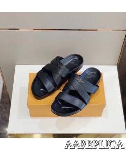 Replica Louis Vuitton Mirabeau Mules In Black Calfskin 2