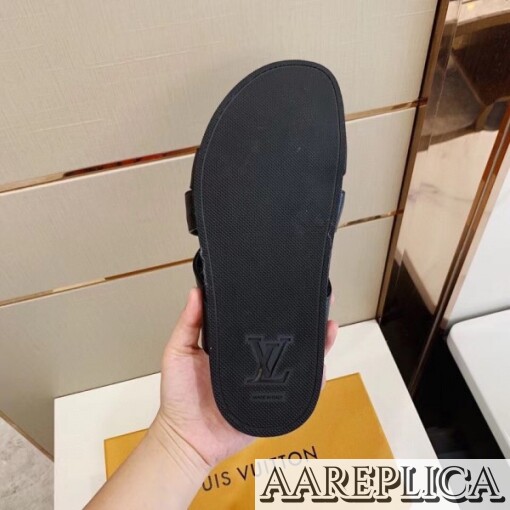 Replica Louis Vuitton Mirabeau Mules In Black Calfskin 7