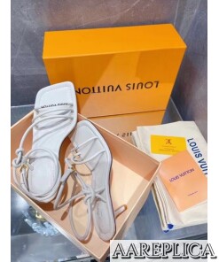 Replica Louis Vuitton Nova 55MM Sandals In White Lambskin 2