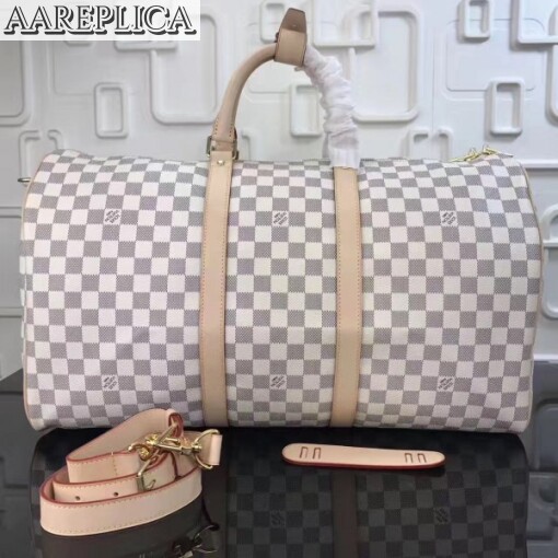 Replica Louis Vuitton Keepall 50 Damier Azur N41430 4