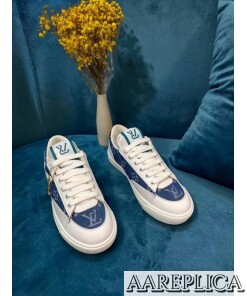 Replica Louis Vuitton Charlie Sneakers In Blue Monogram Denim 2