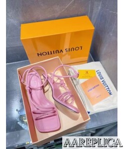 Replica Louis Vuitton Nova 55MM Sandals In Pink Lambskin 2