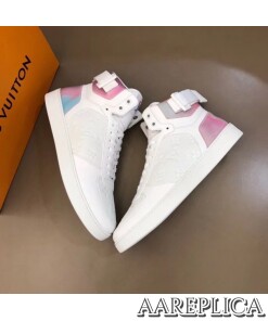 Replica Louis Vuitton Rivoli Sneaker Boots In White Monogram Leather 2