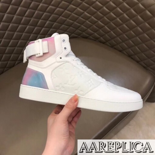 Replica Louis Vuitton Rivoli Sneaker Boots In White Monogram Leather 3