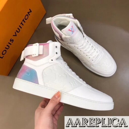 Replica Louis Vuitton Rivoli Sneaker Boots In White Monogram Leather 4