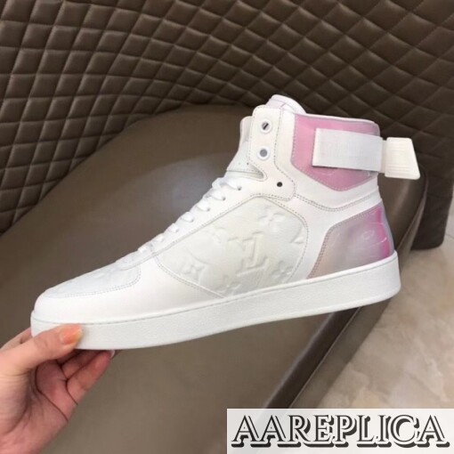 Replica Louis Vuitton Rivoli Sneaker Boots In White Monogram Leather 6