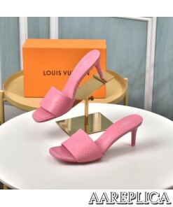 Replica Louis Vuitton Revival Mules 55mm In Pink Monogram Lambskin 2