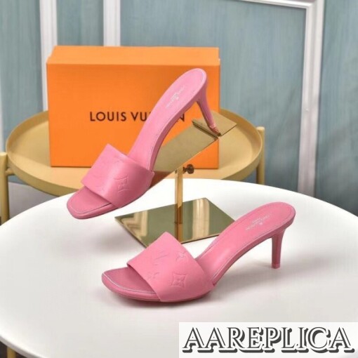 Replica Louis Vuitton Revival Mules 55mm In Pink Monogram Lambskin 2