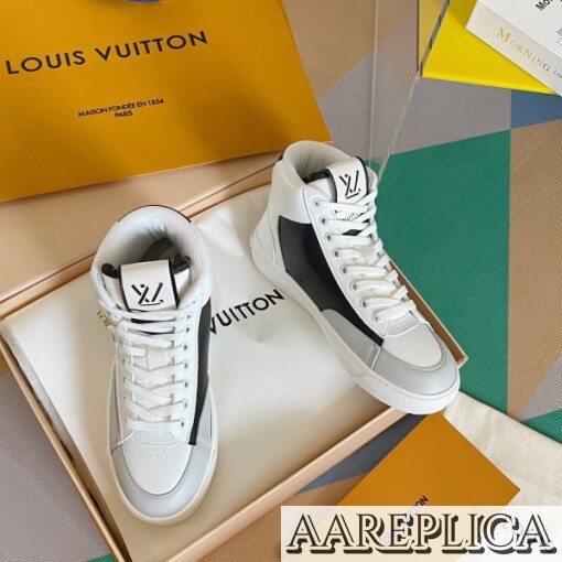 Replica Louis Vuitton White Charlie Sneaker Boots With Black Detail 2