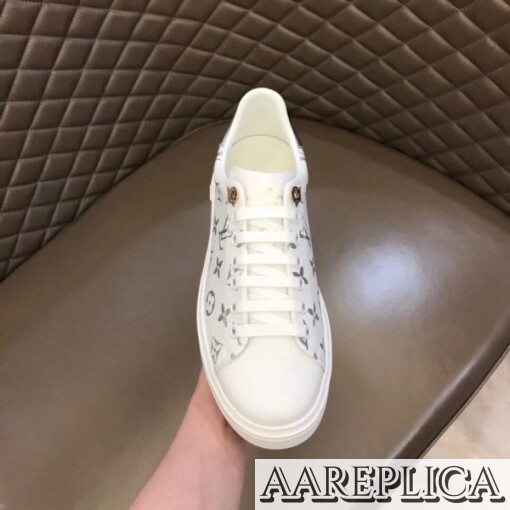 Replica Louis Vuitton Silver Metallic Monogram Time Out Sneakers 6