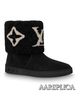 Replica Louis Vuitton Black Snowdrop Flat Ankle Boots 2