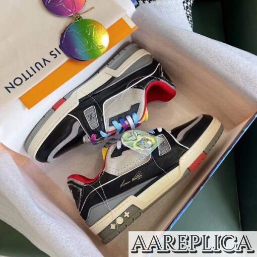 Replica Louis Vuitton LV Trainer Sneakers In Multicolour Leather 5