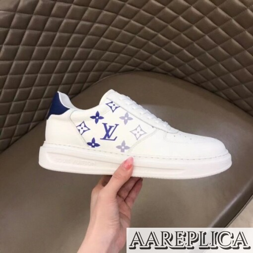 Replica Louis Vuitton White/Blue Beverly Hills Sneakers 2