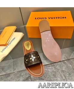 Replica Louis Vuitton Lock It Flat Mules In Perforated Monogram Canvas 2