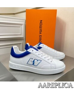 Replica Louis Vuitton Luxembourg Sneakers with Blue Leather Heel 2