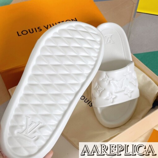 Replica Louis Vuitton Waterfront Mules In White Monogram Rubber 2