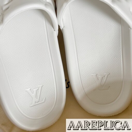 Replica Louis Vuitton Waterfront Mules In White Monogram Rubber 3